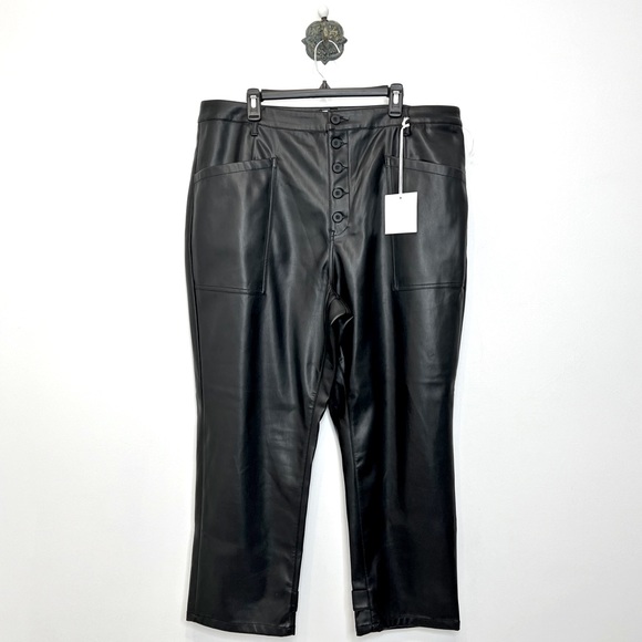 Pistola Tammy Black Faux Leather Straight Ankle Pant High Rise Women’s 20W NWT - Picture 1 of 13